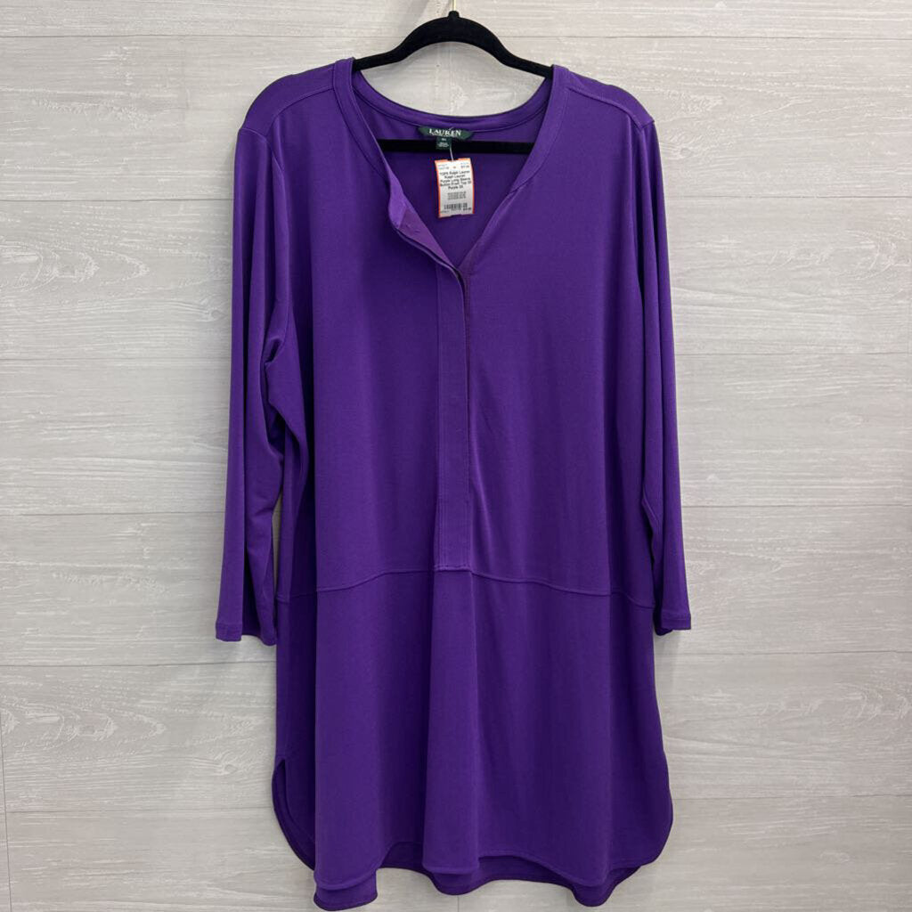 Ralph Lauren Purple Long Sleeve Button Front Top 3X