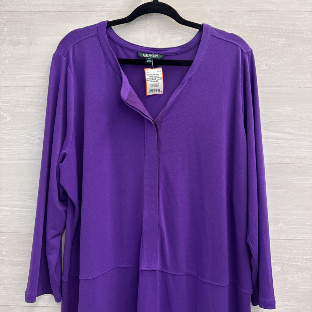 Ralph Lauren Purple Long Sleeve Button Front Top 3X