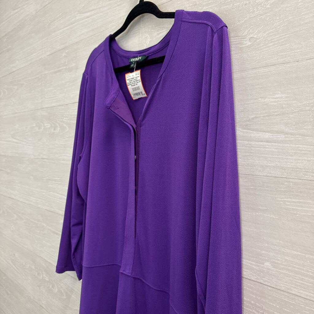 Ralph Lauren Purple Long Sleeve Button Front Top 3X