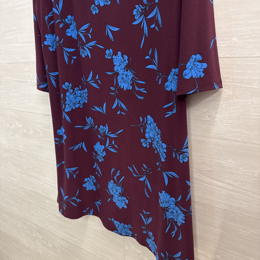Ralph Lauren Purple/ Blue Floral Print Long Sleeve Dress 18
