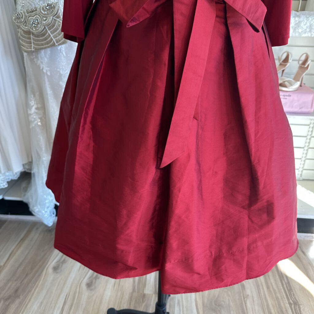 Adrianna Papell Red Long Sleeve Tie Waist Short Formal Dress 20W