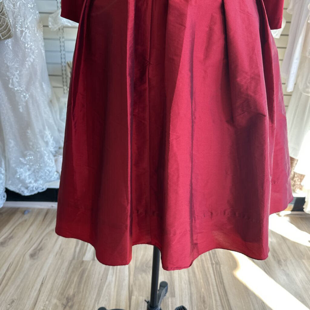 Adrianna Papell Red Long Sleeve Tie Waist Short Formal Dress 20W