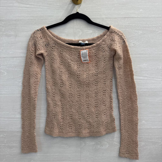 American Eagle Blush Open Knit Long Sleeve Sweater Top Extra Small