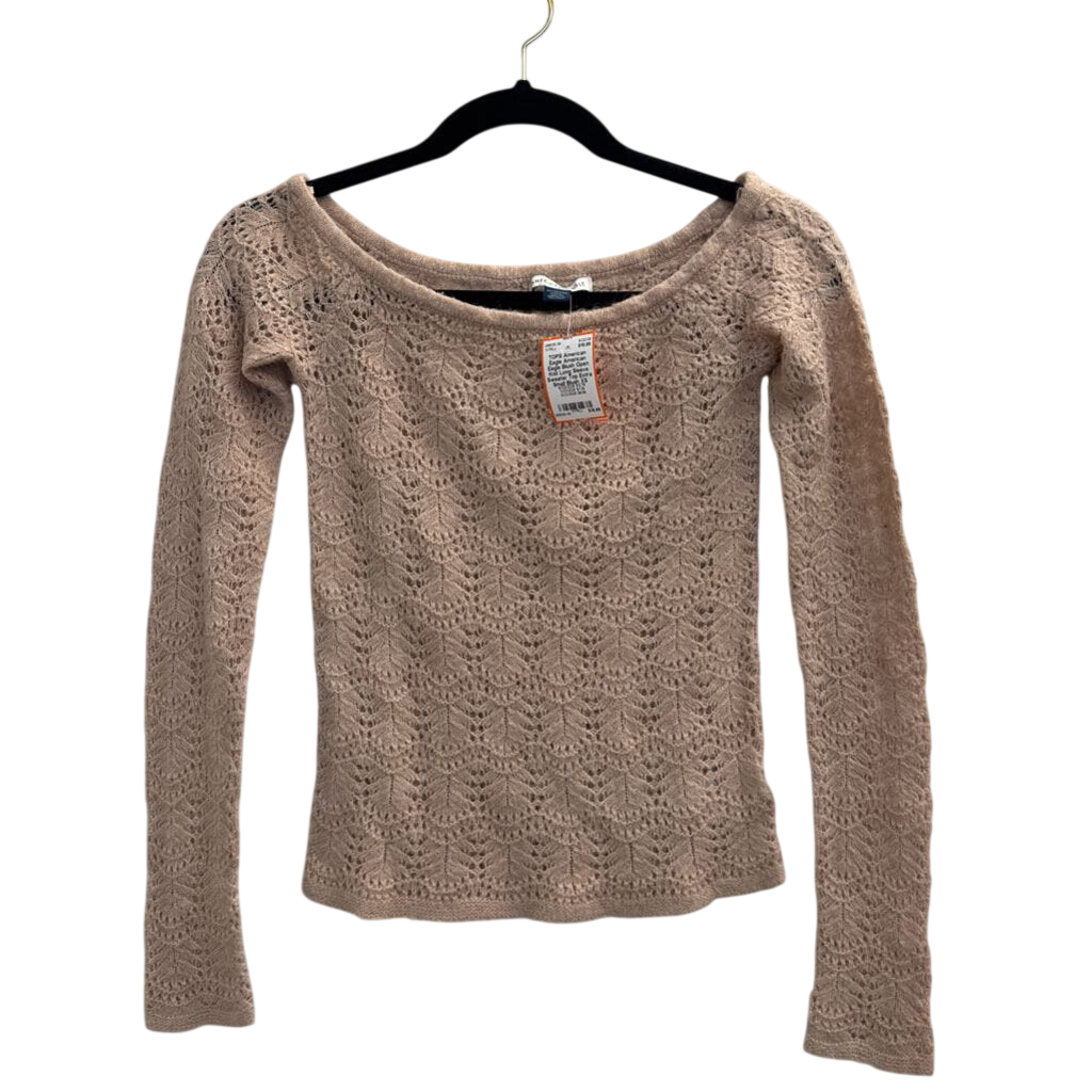 American Eagle Blush Open Knit Long Sleeve Sweater Top Extra Small