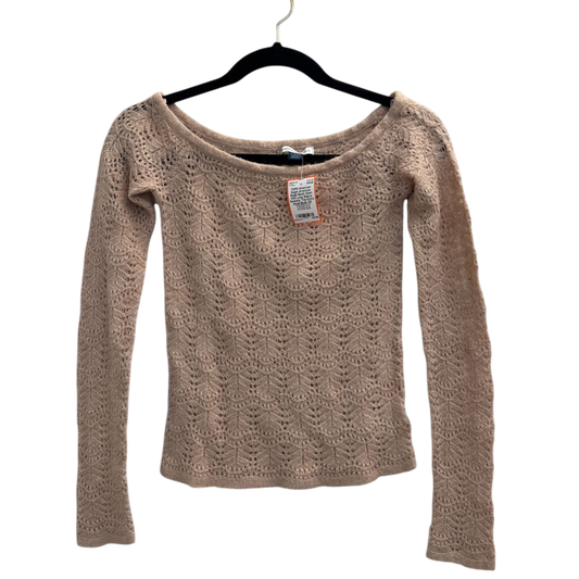 American Eagle Blush Open Knit Long Sleeve Sweater Top Extra Small