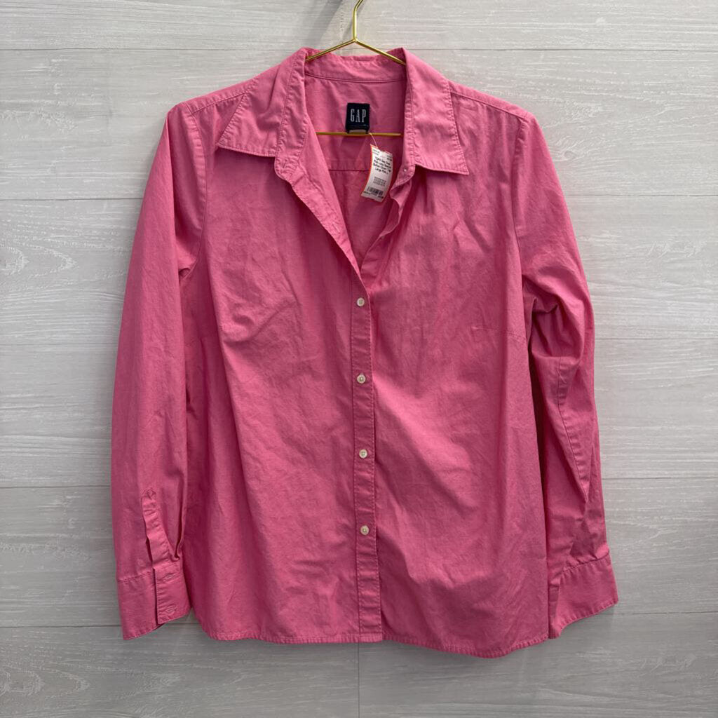 Gap Pink Long Sleeve Button Down Top Large