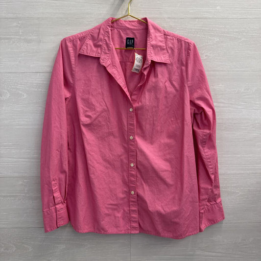 Gap Pink Long Sleeve Button Down Top Large