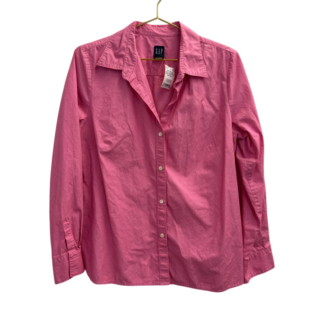 Gap Pink Long Sleeve Button Down Top Large