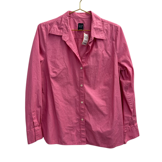 Gap Pink Long Sleeve Button Down Top Large