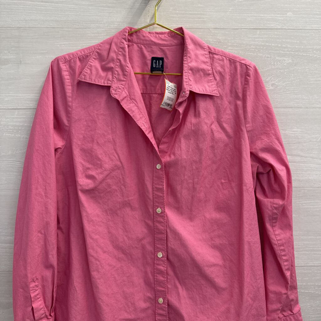 Gap Pink Long Sleeve Button Down Top Large