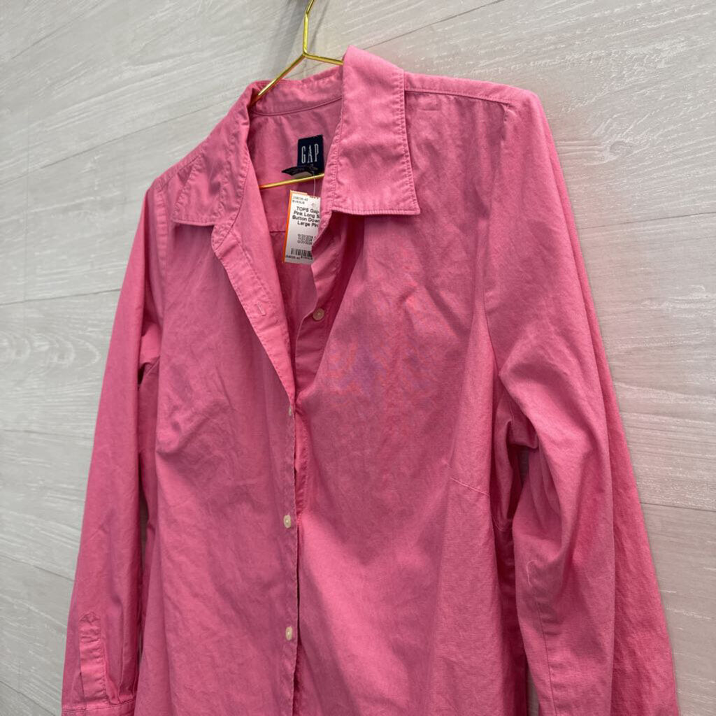 Gap Pink Long Sleeve Button Down Top Large