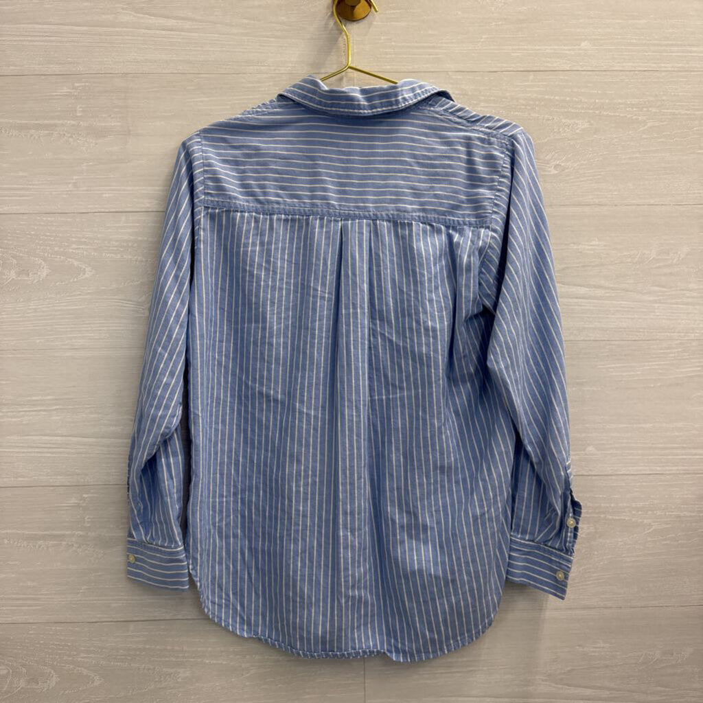 Loft Blue/ White Striped Long Sleeve Button Down Top Extra Small