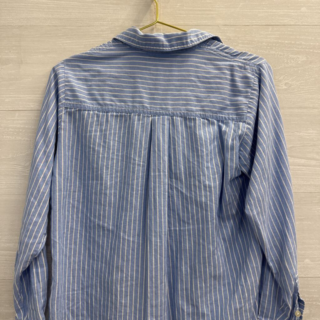 Loft Blue/ White Striped Long Sleeve Button Down Top Extra Small
