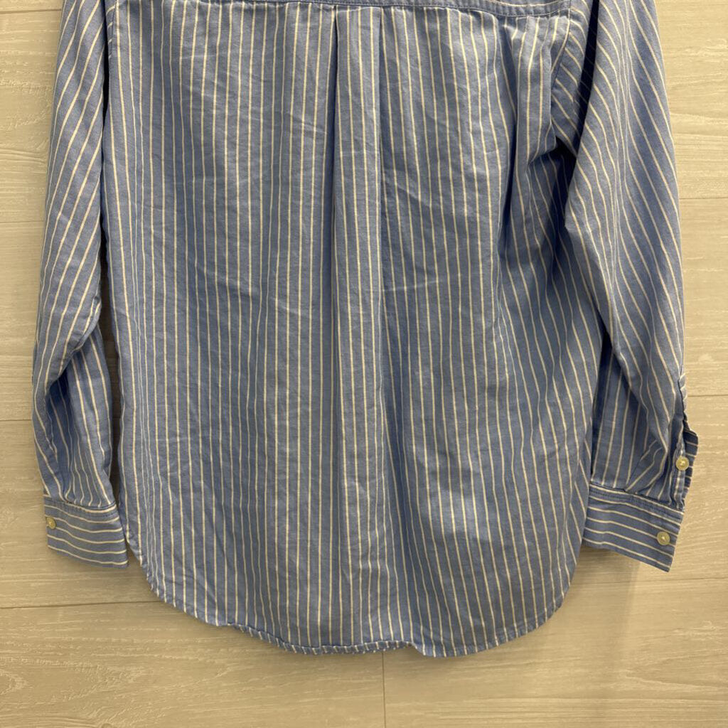 Loft Blue/ White Striped Long Sleeve Button Down Top Extra Small
