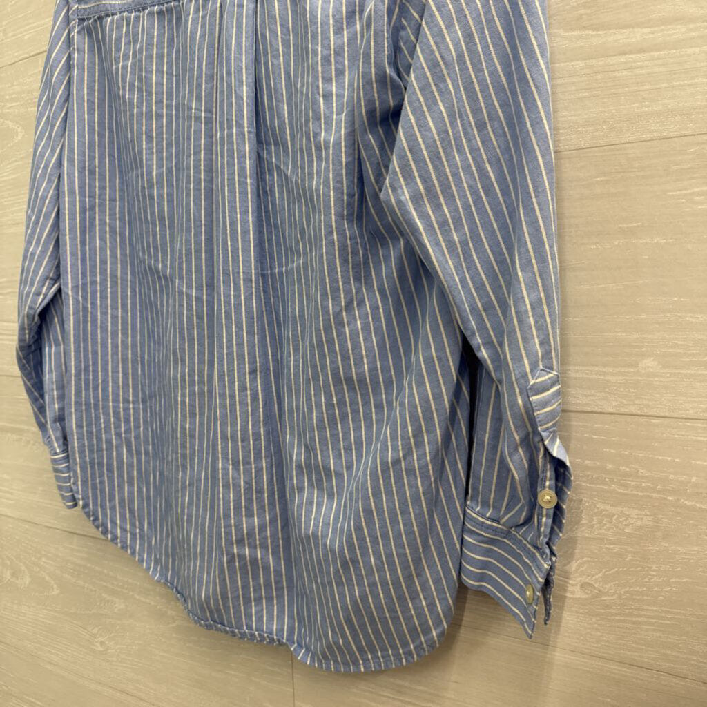 Loft Blue/ White Striped Long Sleeve Button Down Top Extra Small