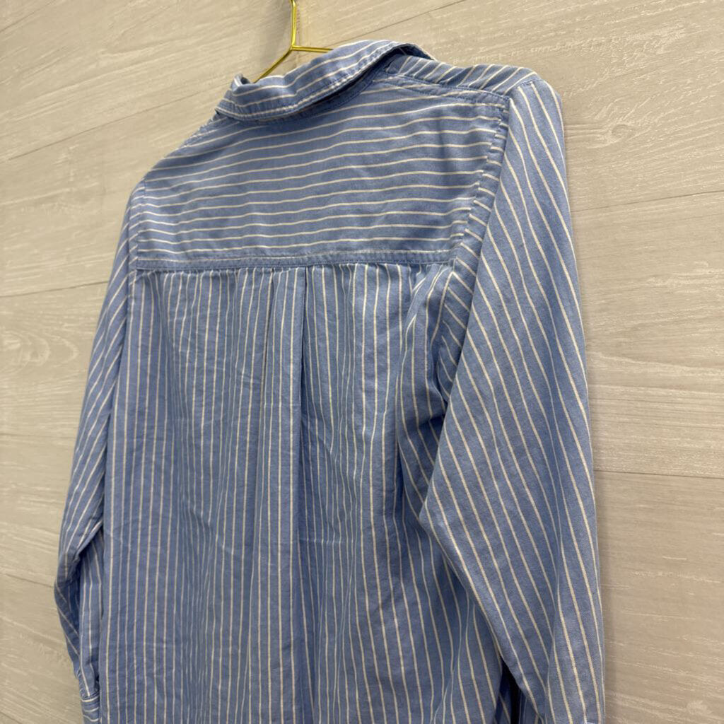 Loft Blue/ White Striped Long Sleeve Button Down Top Extra Small