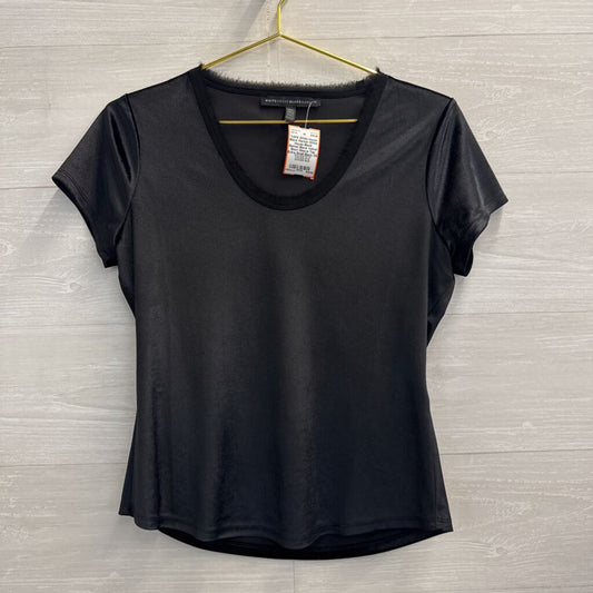 White House Black Market Black Velvet Short Sleeve Top Extra Small