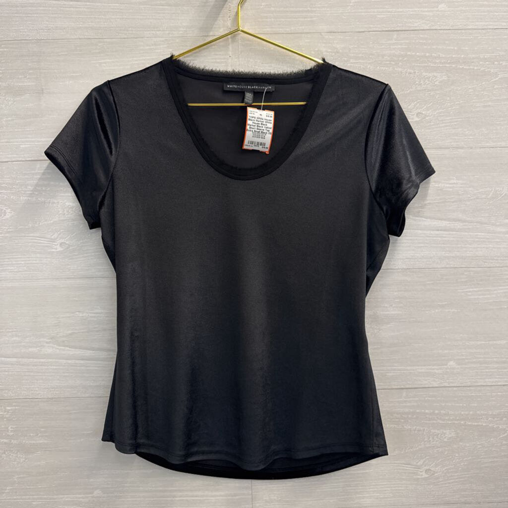 White House Black Market Black Velvet Short Sleeve Top Extra Small