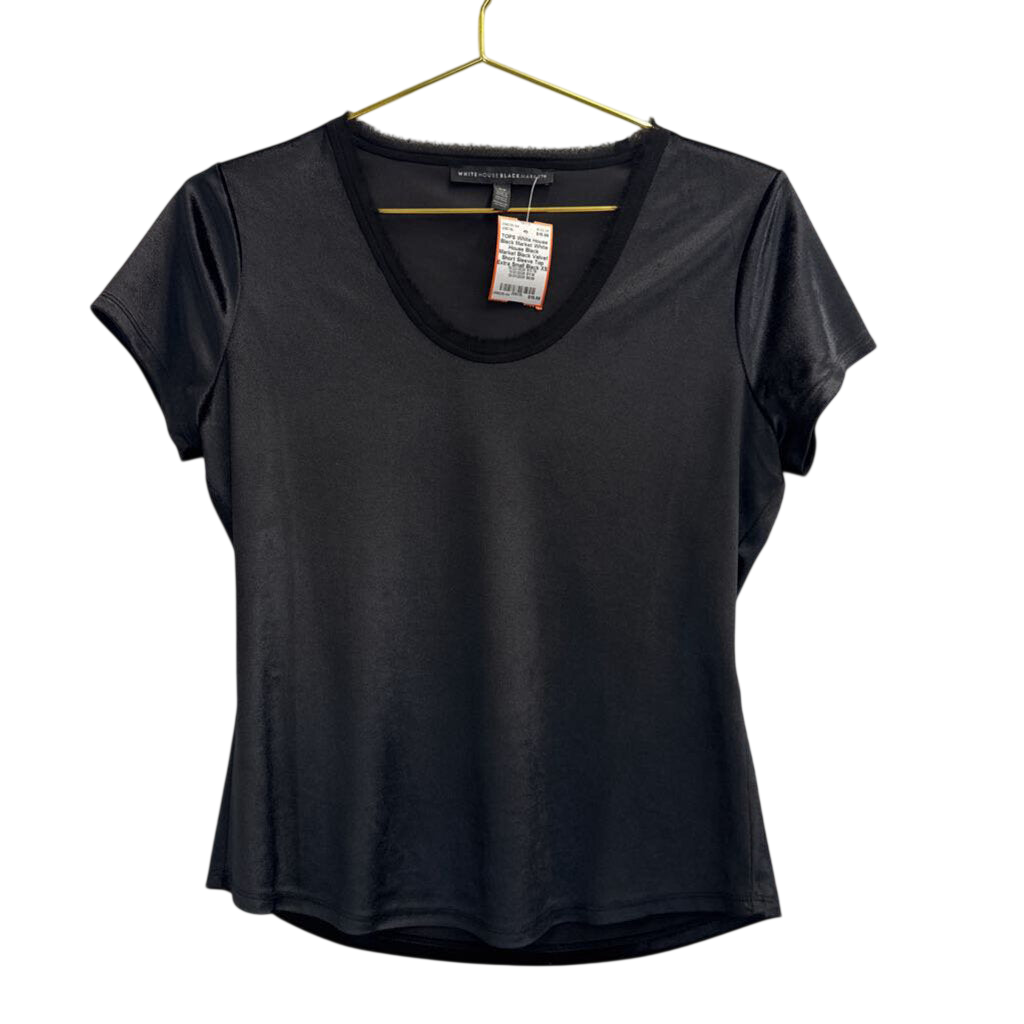 White House Black Market Black Velvet Short Sleeve Top Extra Small