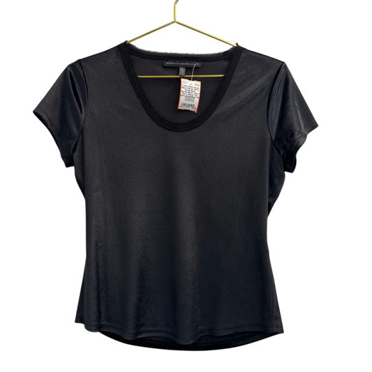 White House Black Market Black Velvet Short Sleeve Top Extra Small