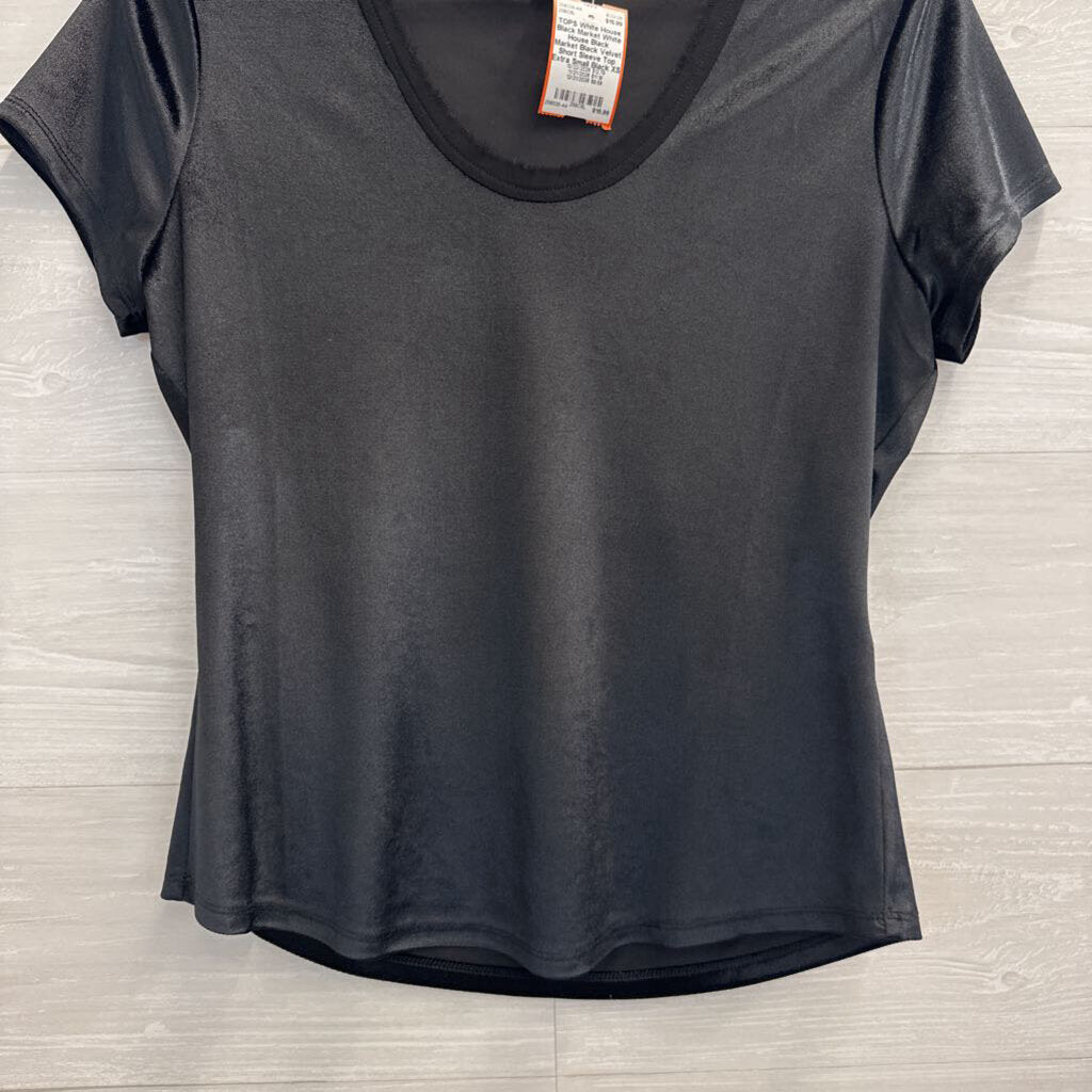 White House Black Market Black Velvet Short Sleeve Top Extra Small