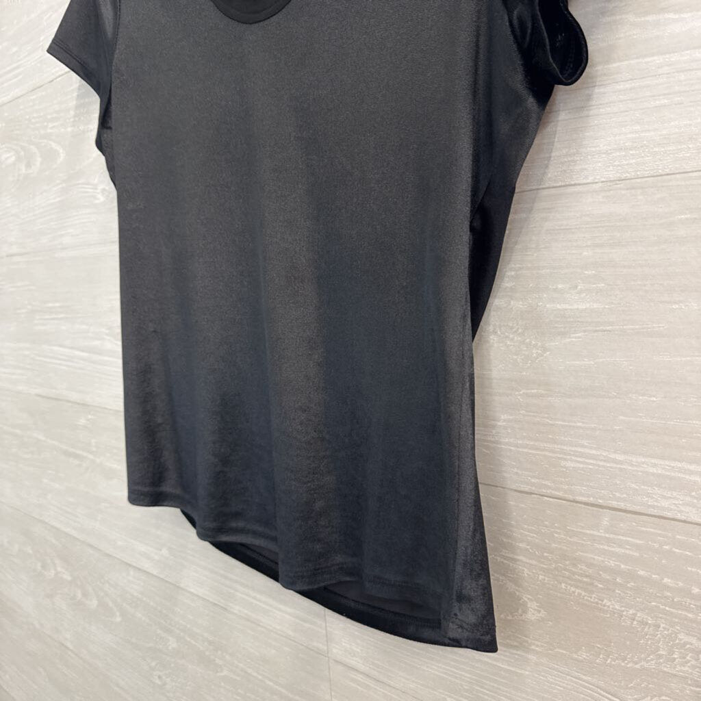 White House Black Market Black Velvet Short Sleeve Top Extra Small