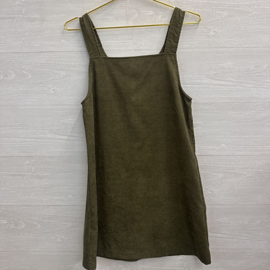 Green Corduroy Button Front Jumper Dress Extra Small