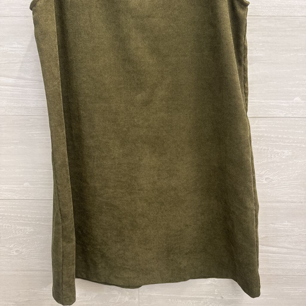 Green Corduroy Button Front Jumper Dress Extra Small