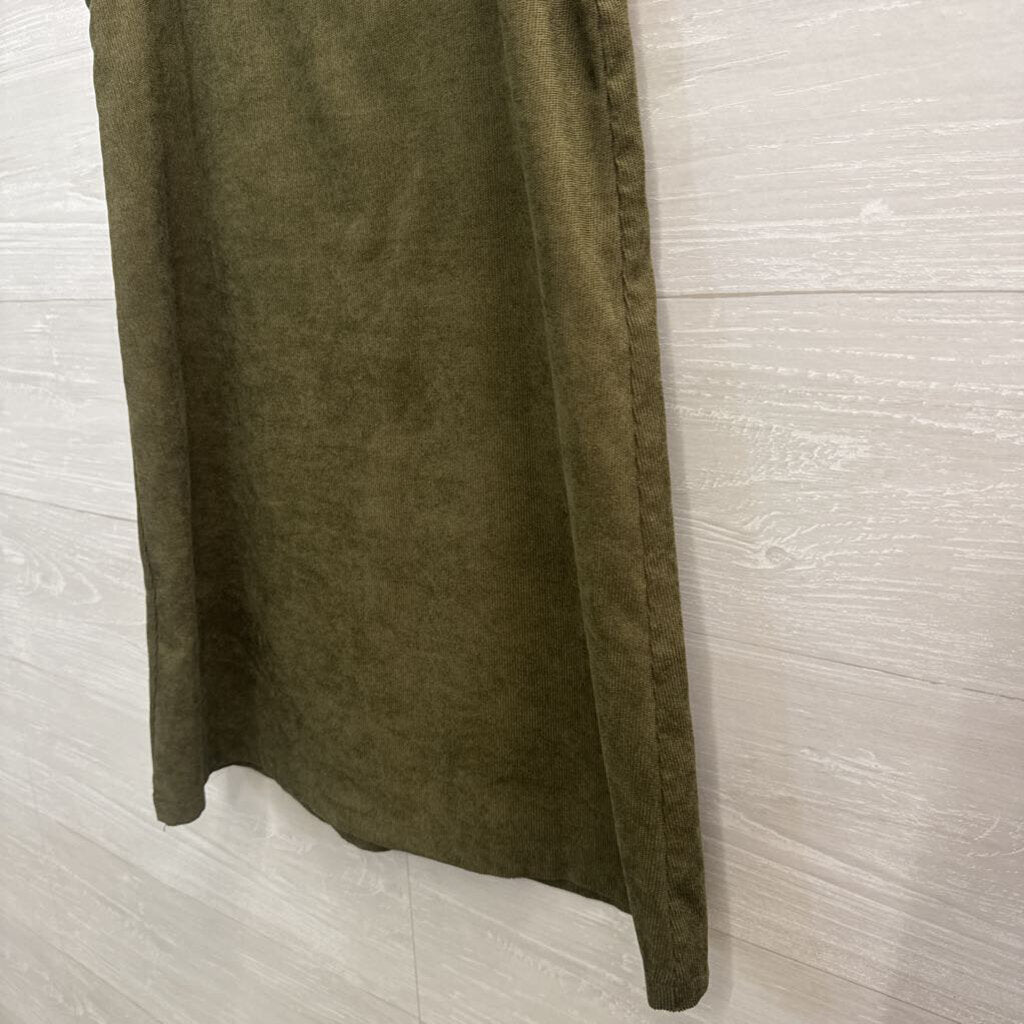 Green Corduroy Button Front Jumper Dress Extra Small