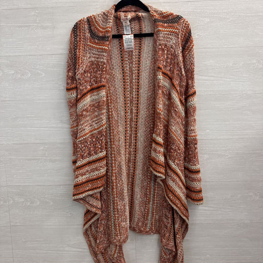 Orange/ Multi Striped Knit Open Front Sweater Medium