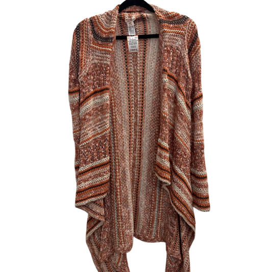 Orange/ Multi Striped Knit Open Front Sweater Medium
