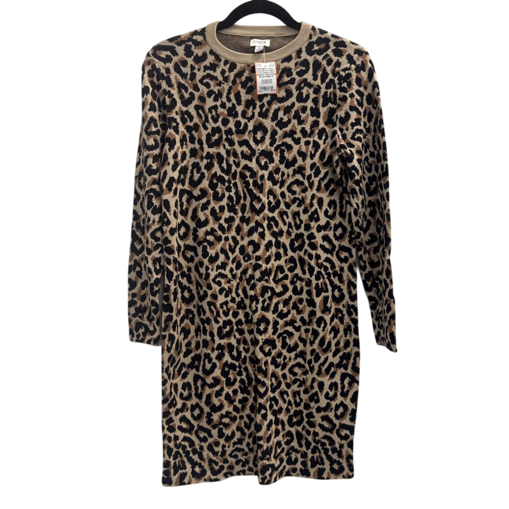 J Crew Brown/ Black Knit Leopard Print Sweater Dress Small
