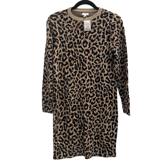 J Crew Brown/ Black Knit Leopard Print Sweater Dress Small