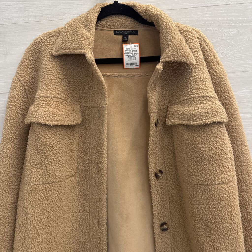 Banana Republic Brown Sherpa Long Sleeve Shacket Medium