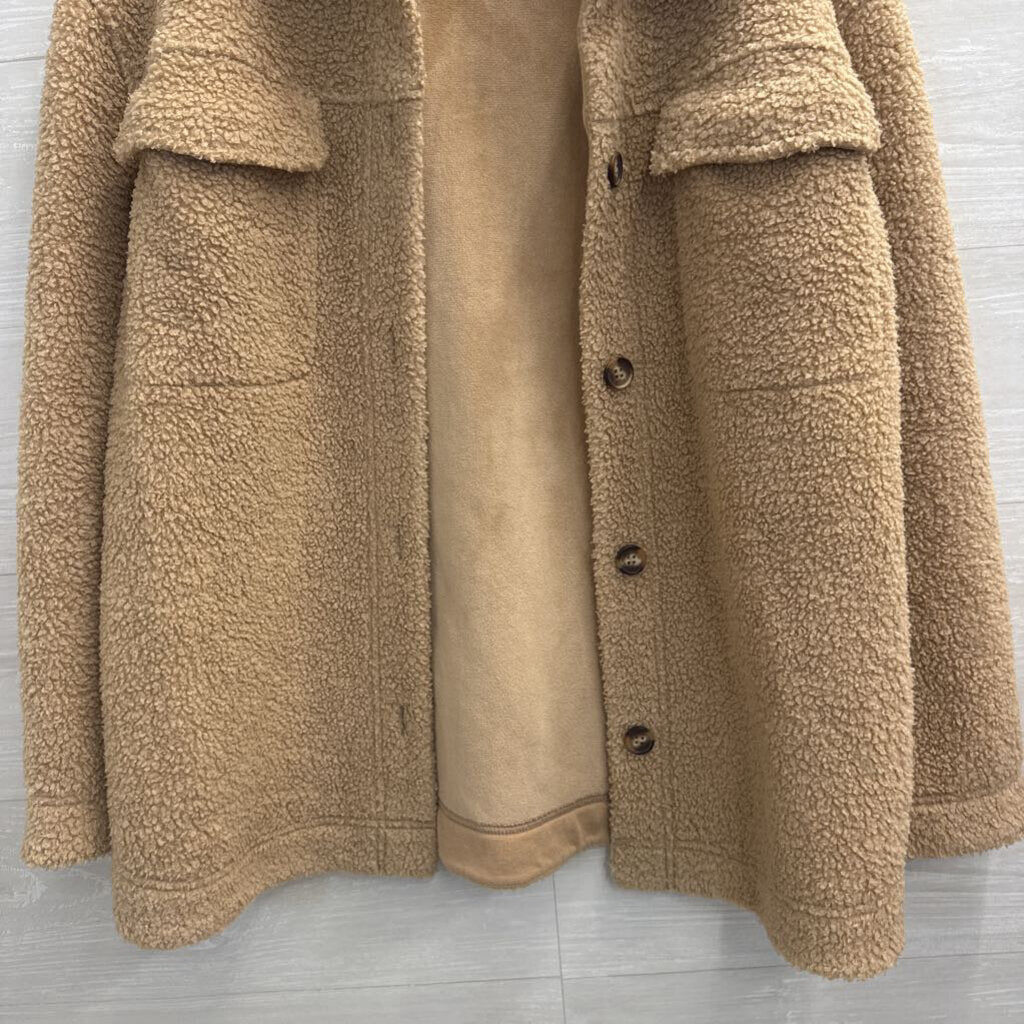 Banana Republic Brown Sherpa Long Sleeve Shacket Medium