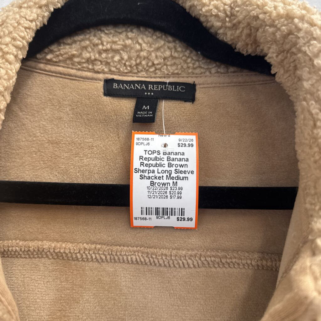 Banana Republic Brown Sherpa Long Sleeve Shacket Medium