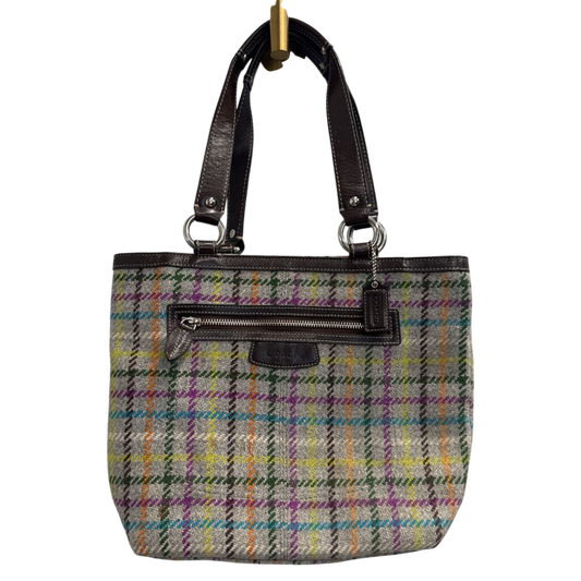 Vintage Coach Brown/ Grey Plaid Penelope Tote Purse