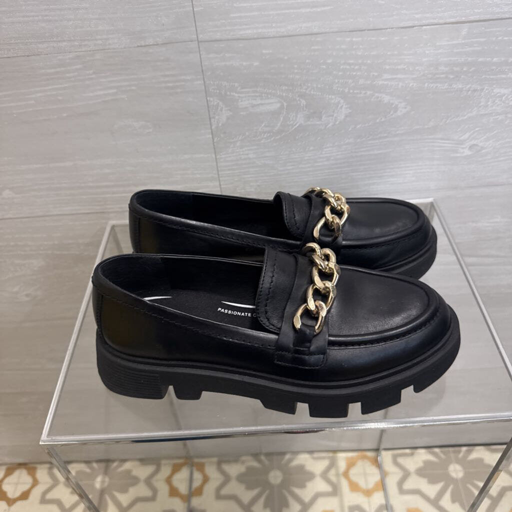 GEOX Black Chunky Gold Chain Loafers 38