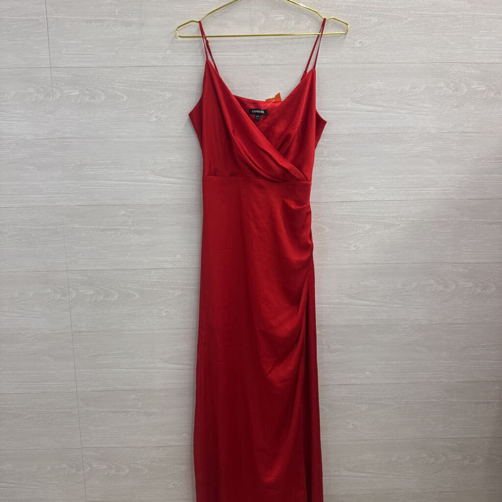 Express Red Silky Maxi Dress Small