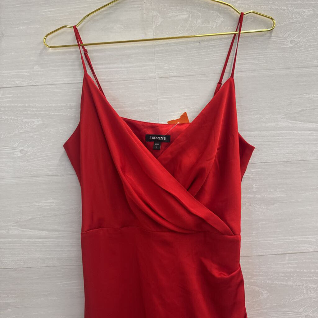 Express Red Silky Maxi Dress Small