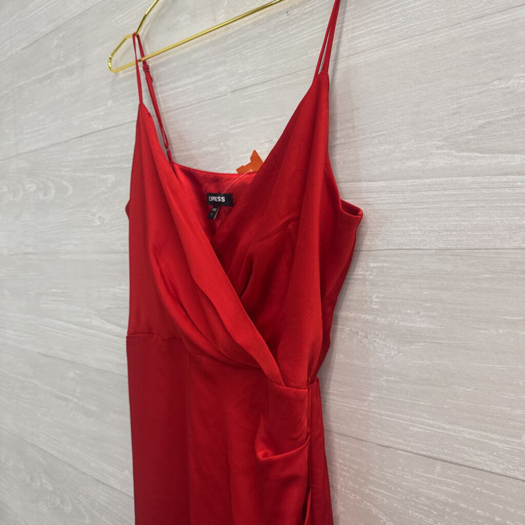 Express Red Silky Maxi Dress Small
