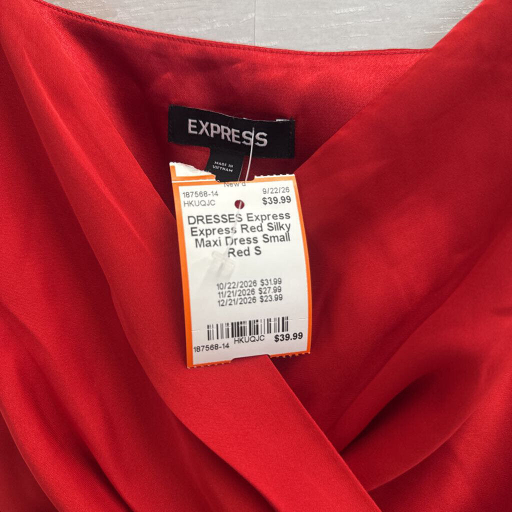 Express Red Silky Maxi Dress Small