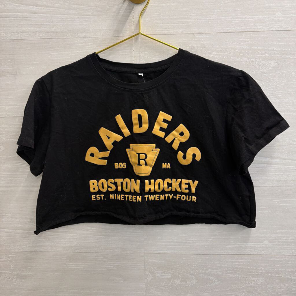 Black/ Yellow Raider Boston Hockey Cropped Short Sleeve Top Extra Large