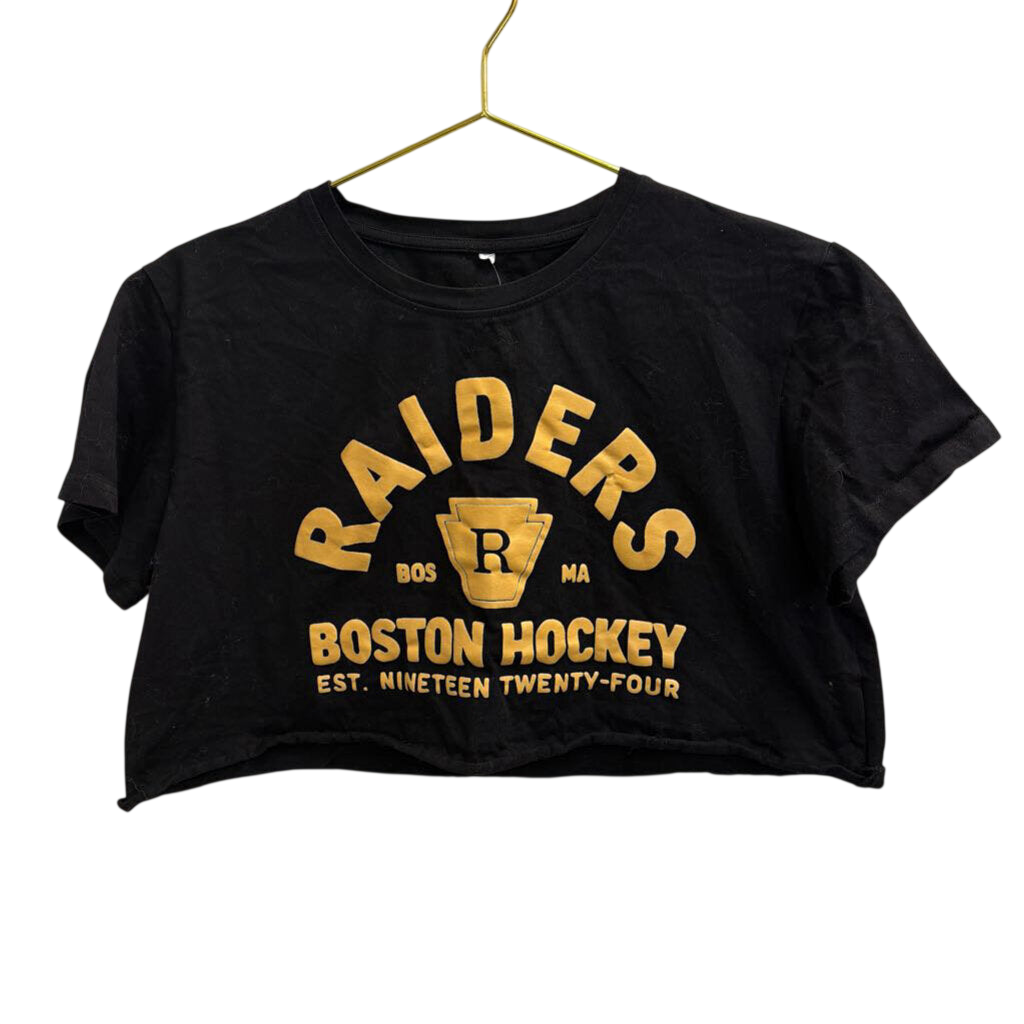 Black/ Yellow Raider Boston Hockey Cropped Short Sleeve Top Extra Large