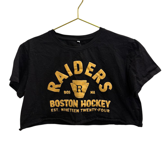 Black/ Yellow Raider Boston Hockey Cropped Short Sleeve Top Extra Large