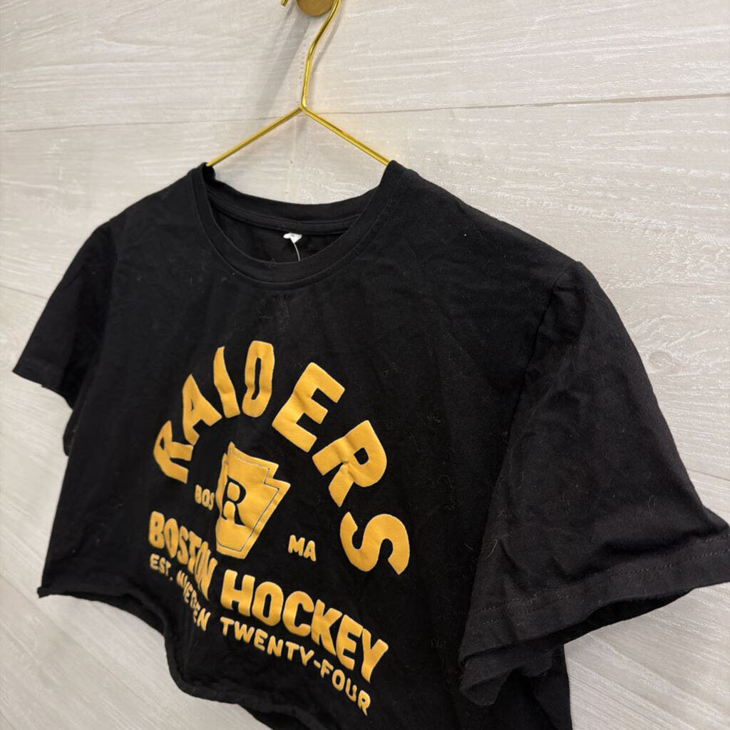 Black/ Yellow Raider Boston Hockey Cropped Short Sleeve Top Extra Large