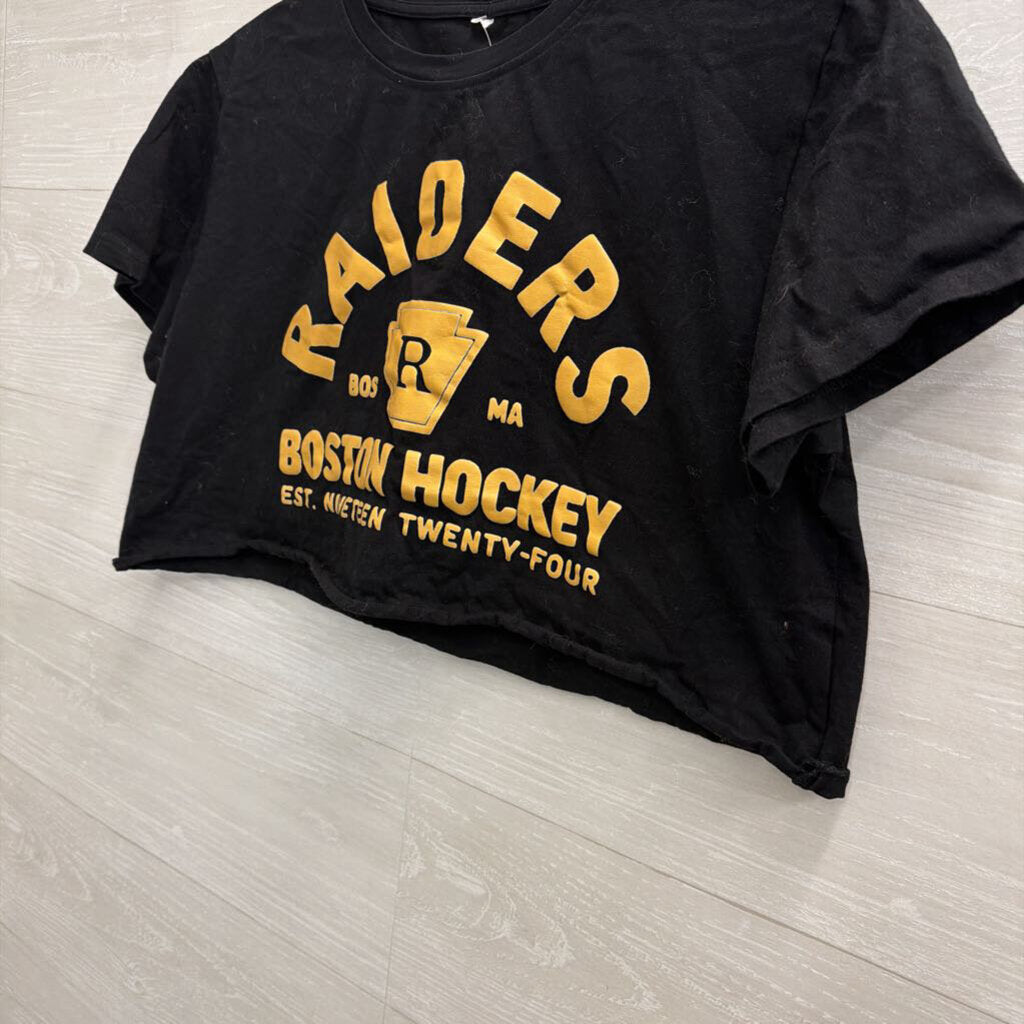 Black/ Yellow Raider Boston Hockey Cropped Short Sleeve Top Extra Large