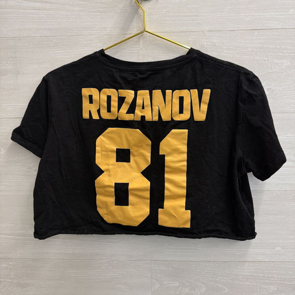 Black/ Yellow Raider Boston Hockey Cropped Short Sleeve Top Extra Large