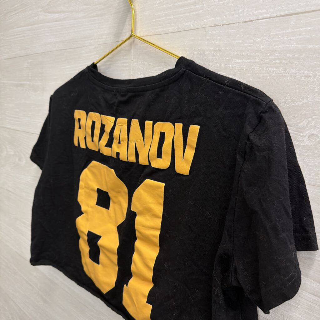 Black/ Yellow Raider Boston Hockey Cropped Short Sleeve Top Extra Large