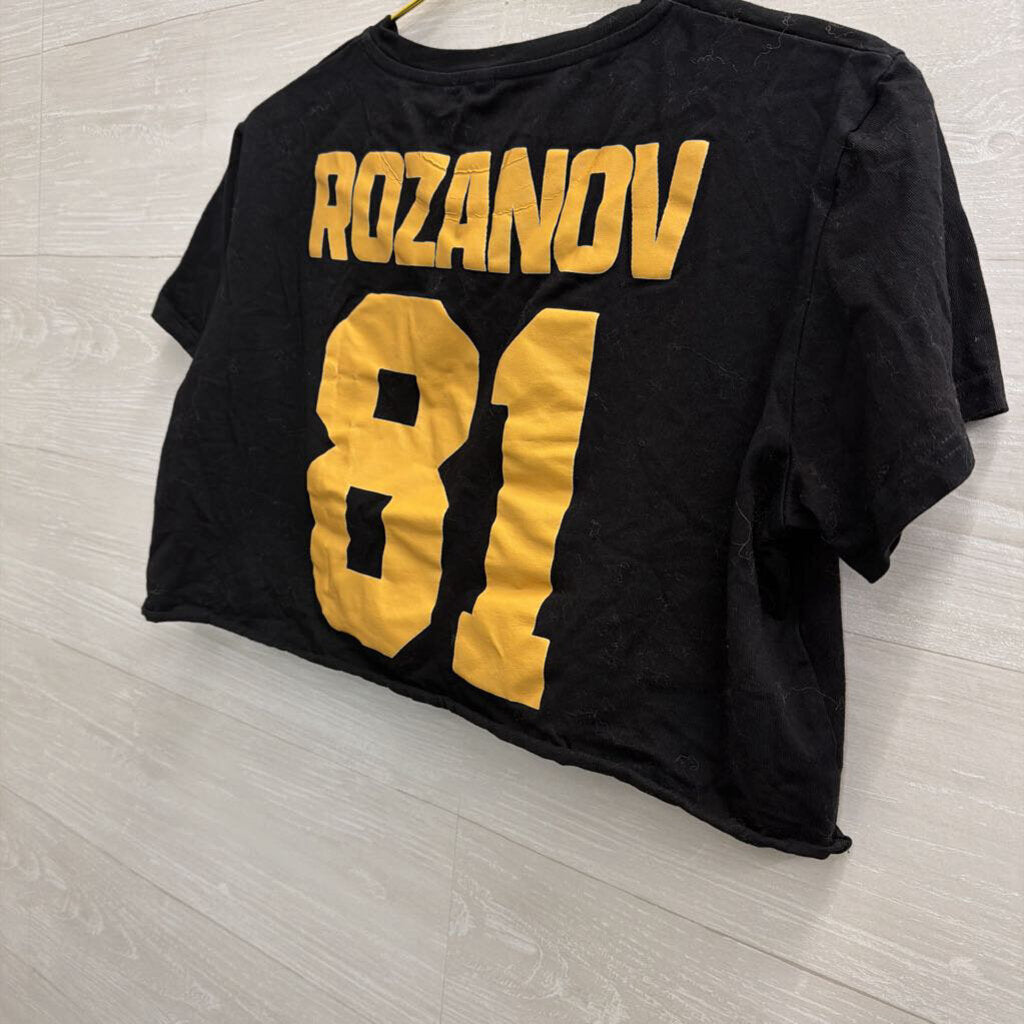 Black/ Yellow Raider Boston Hockey Cropped Short Sleeve Top Extra Large
